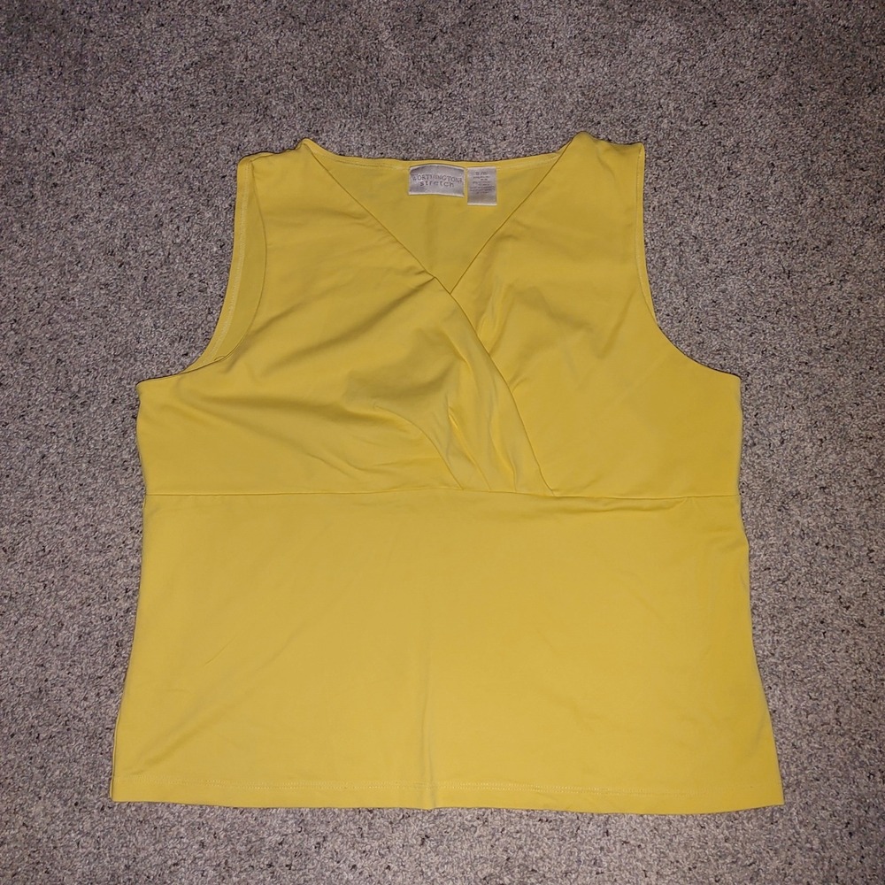 Worthington Stretch Yellow Sleeveless Surplice V-Neck Wrap Top XL